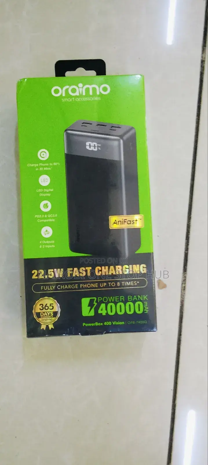 Oraimo 40,000mah High-Capacity Power Bank With Digital Display