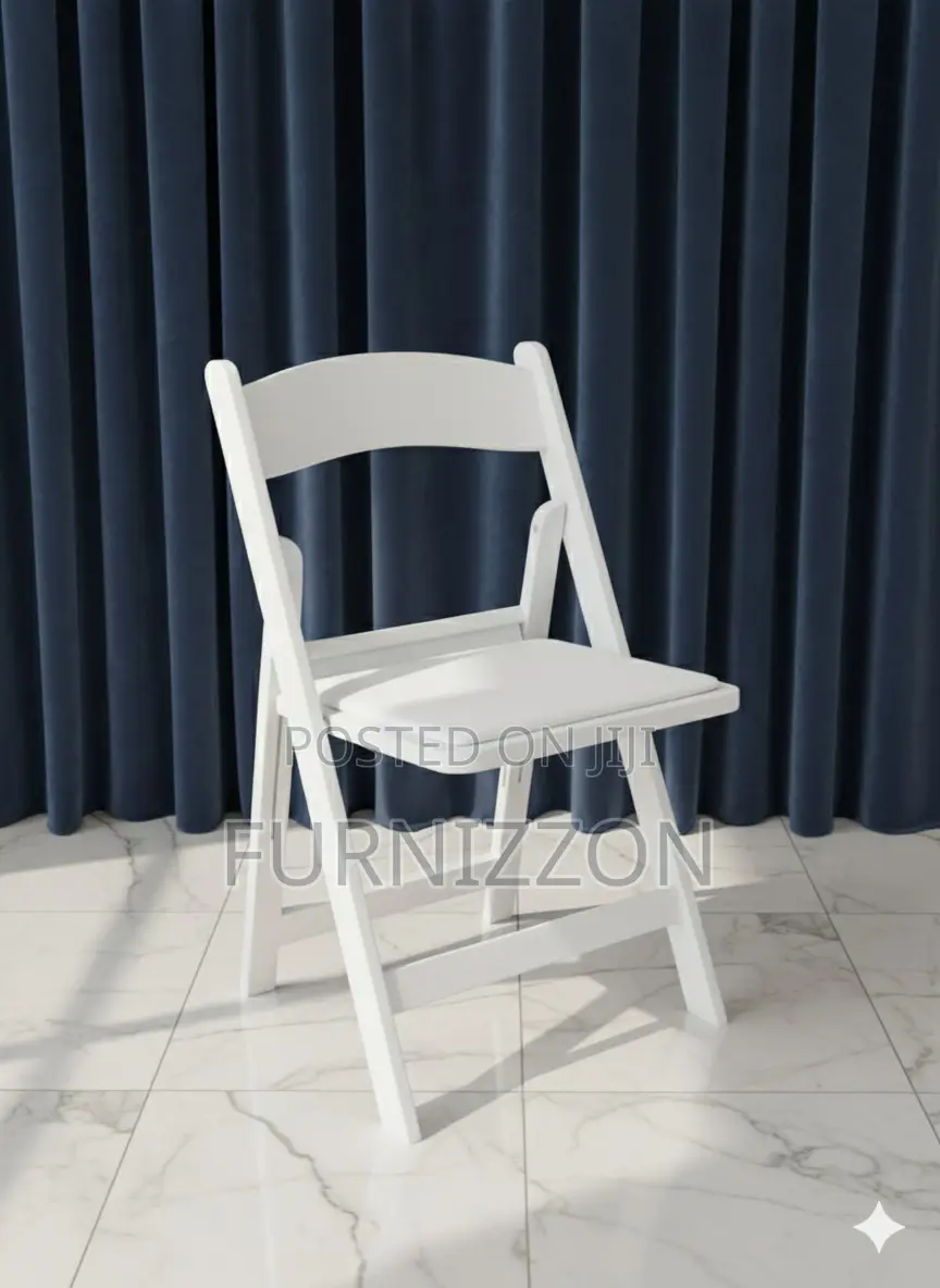 Strong White Folding Chair With Rectangular Frame – Event Ready