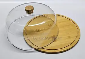 Bamboo Cake Stand With a Clear Acrylic Some Cover