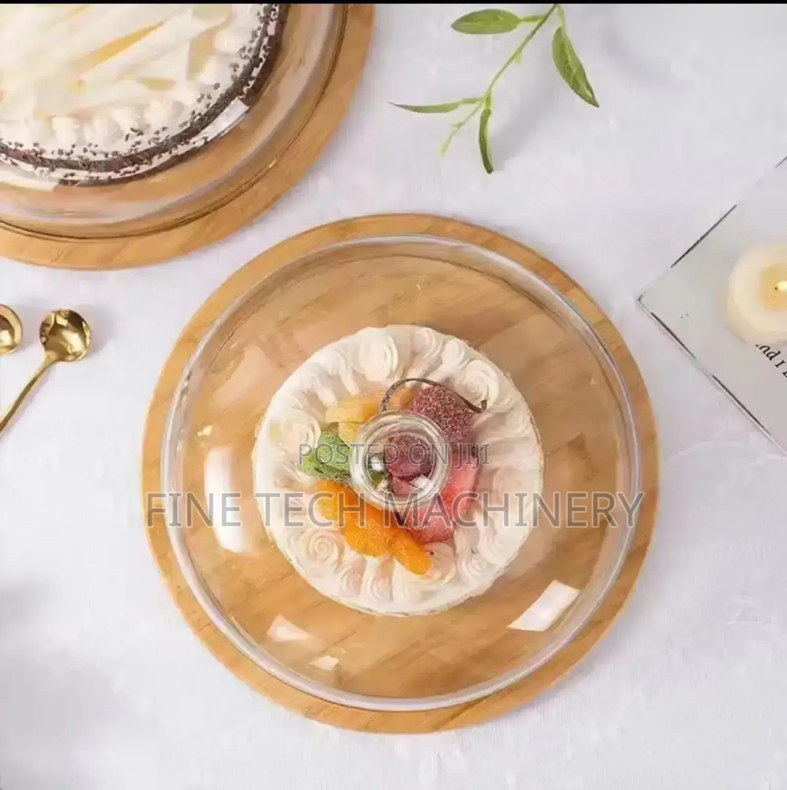 Bamboo Cake Stand With a Clear Acrylic Some Cover