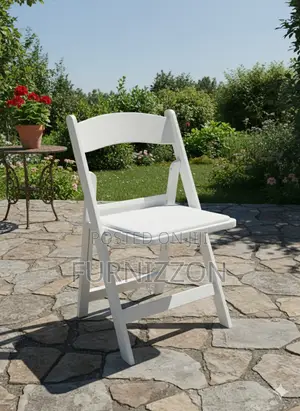 Classic White Rectangular Frame Folding Chair for Weddings