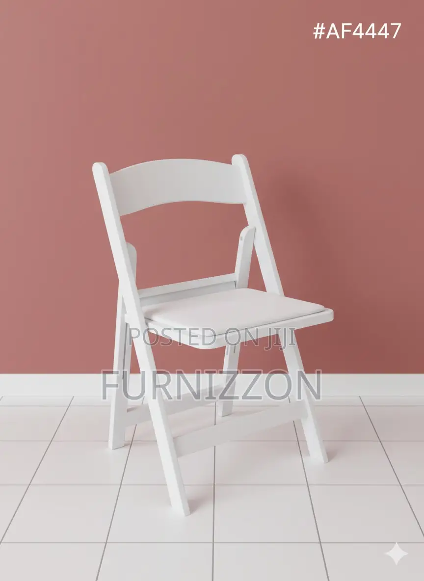 Premium White Rectangular Frame Folding Chair – Neat Finish