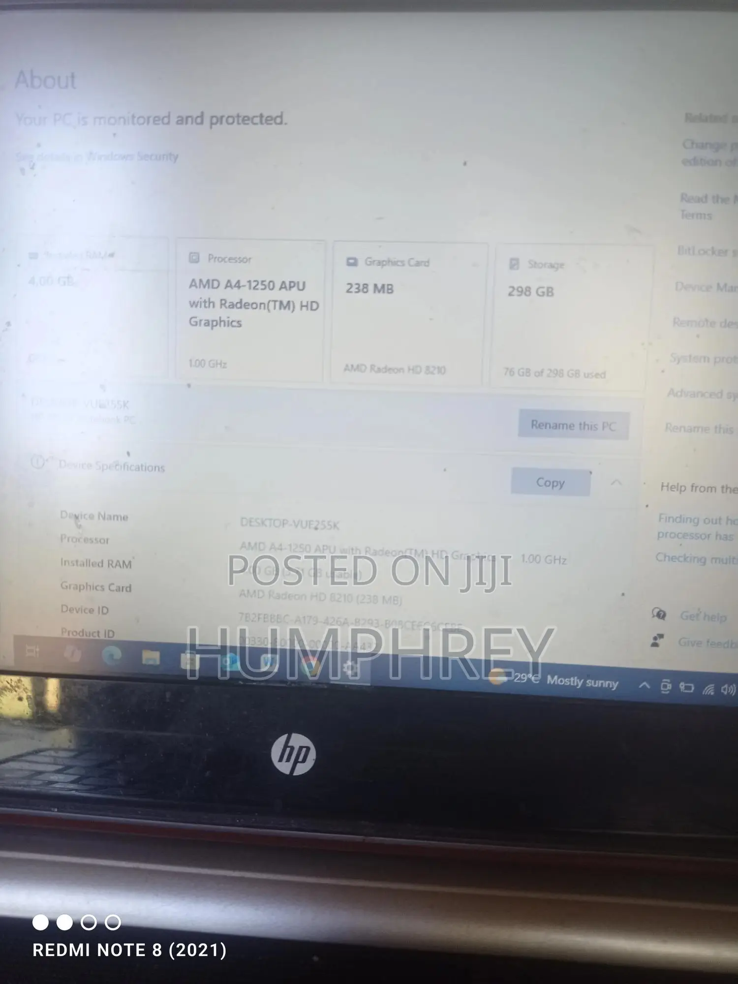 Laptop HP 240 G1 4GB AMD HDD 256GB