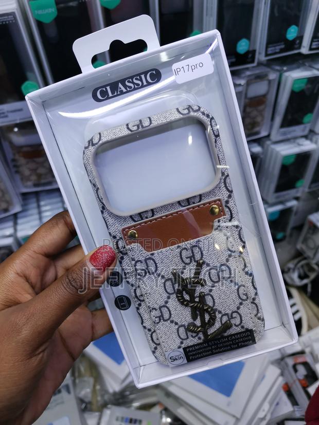 Kisade Ysl iPhone 17 Pro Leather Back Case With Card Holder - thumbnail 3