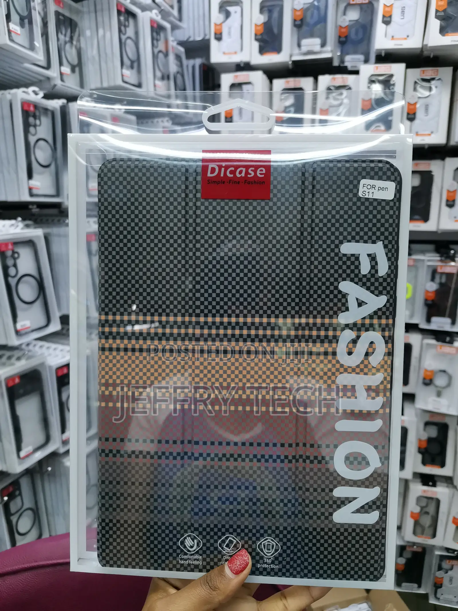 Konxisa Samsung Galaxy Tab S11 Carbon Fiber Texture Flip Case