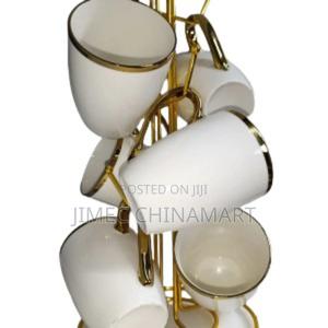 Gold Rim 6-Piece White Cups - thumbnail 2