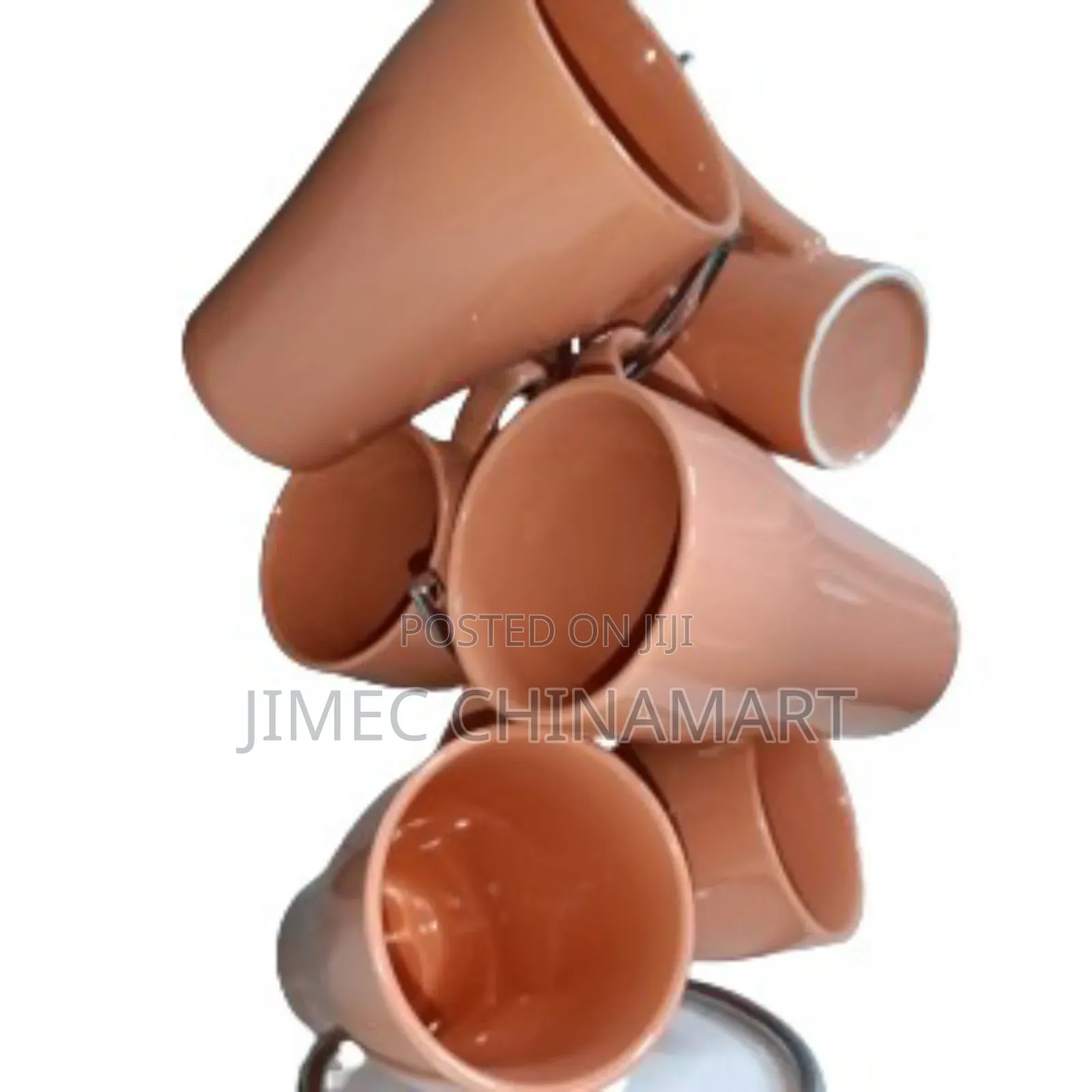 Orange Long Ceramic Mugs 6-Piece