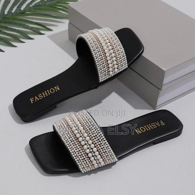 Gold,Black,Pink Brown Beaded Ladies Sandals - thumbnail 5