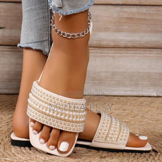 Gold,Black,Pink Brown Beaded Ladies Sandals - thumbnail 6