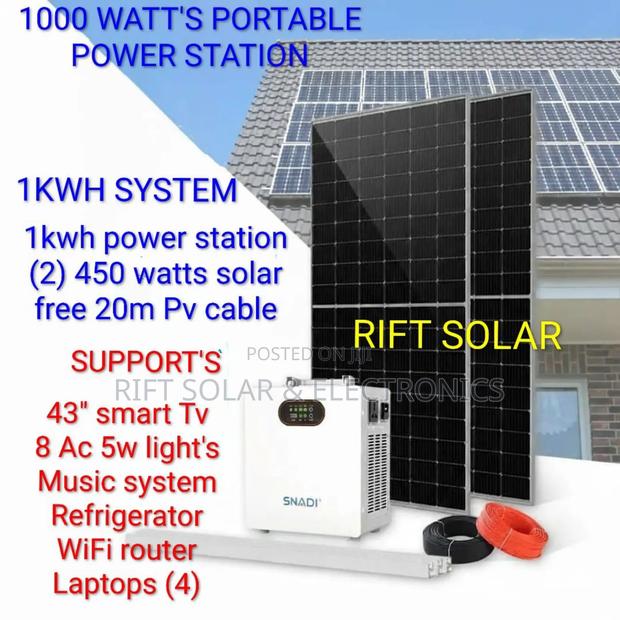 1000 Watts Office, Home Back Up Power Station - (2)450w Solar Panels