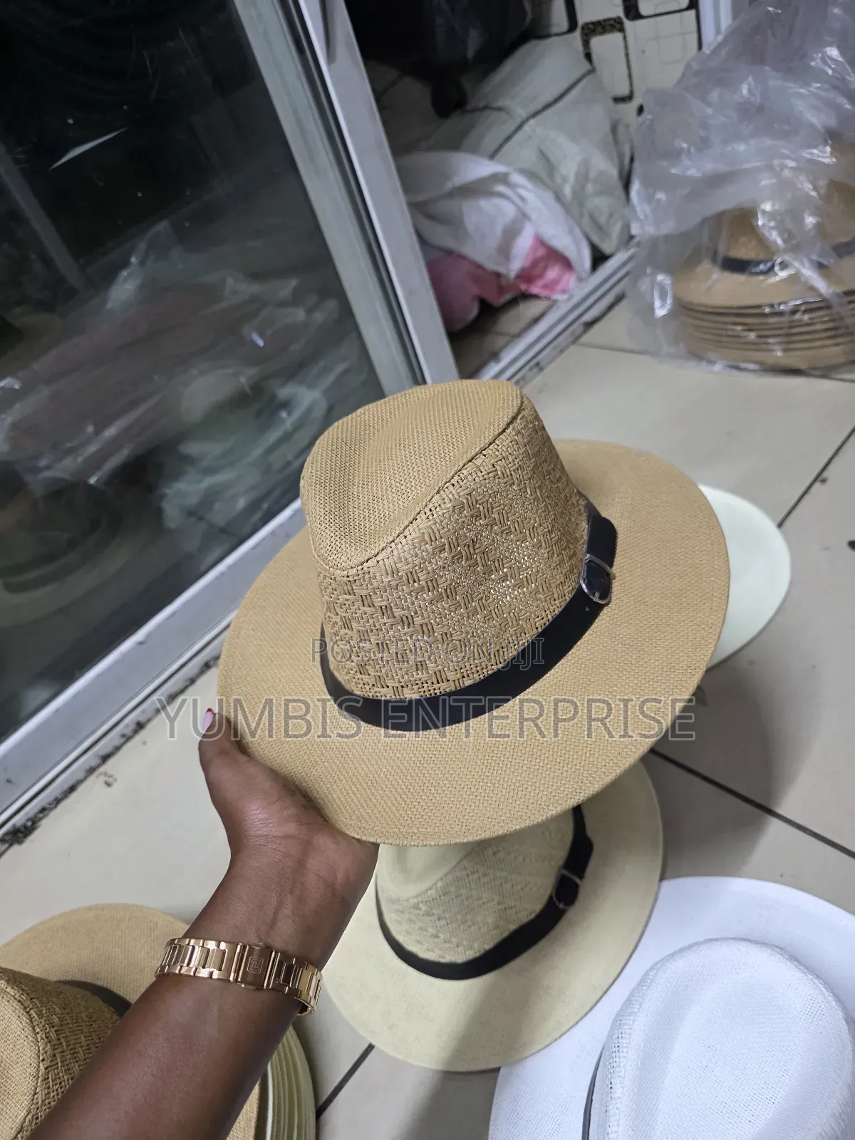 Beige Panama Mens Sun Straw Hat at 800