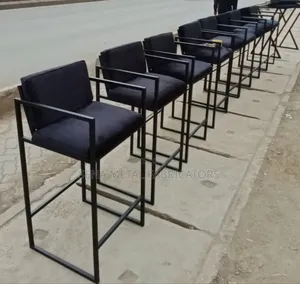 All Black Metal Armchair With Velvet Upholstery