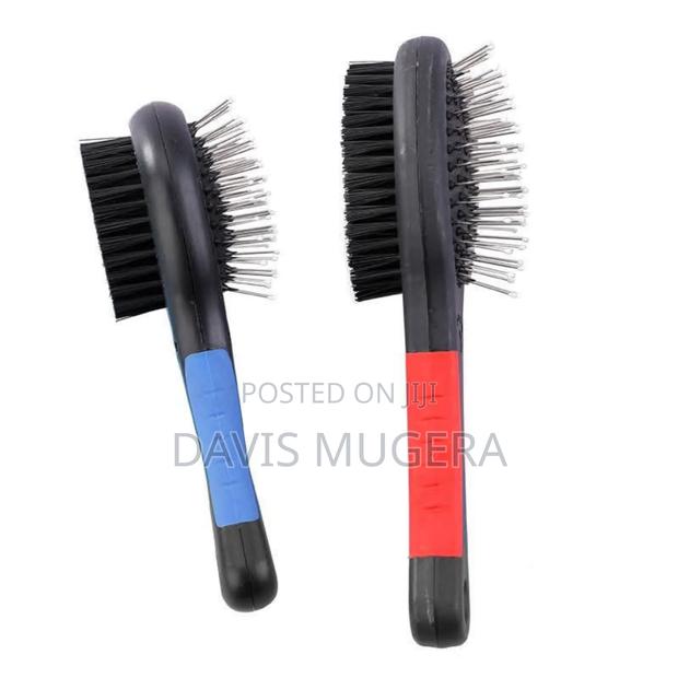 Double Sided Plastic Handle Cat Dog Massage Hair Brush For Grooming - thumbnail 5