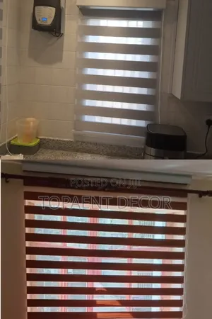 Red And Beige Horizontal Office Window Blinds