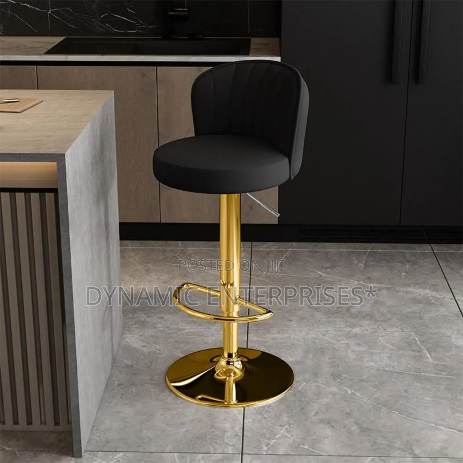 Luxury Gold Velvet Swivel Bar Stool - Brand New