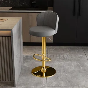 Modern Luxury Swivel Bar Stool - Grey Gold