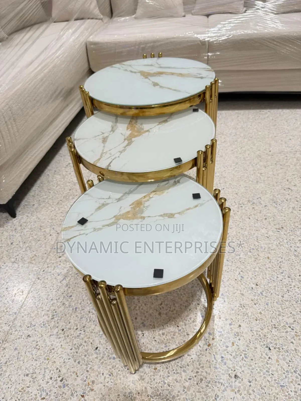 Luxury 3-in-1 Gold Marble Nesting Coffee Tables