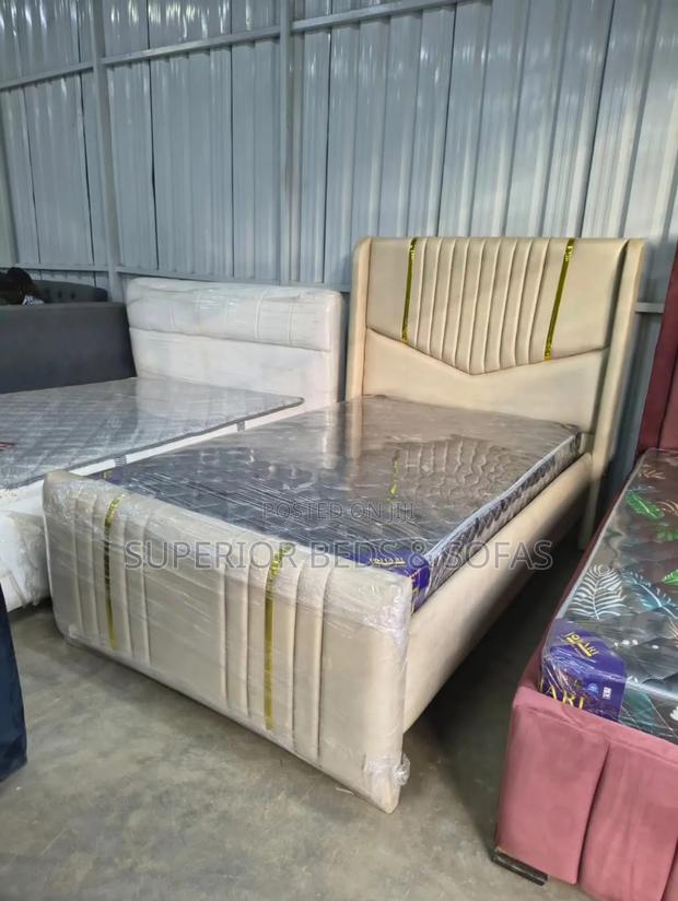 Beige Gold Bed 5 by 6. - main view