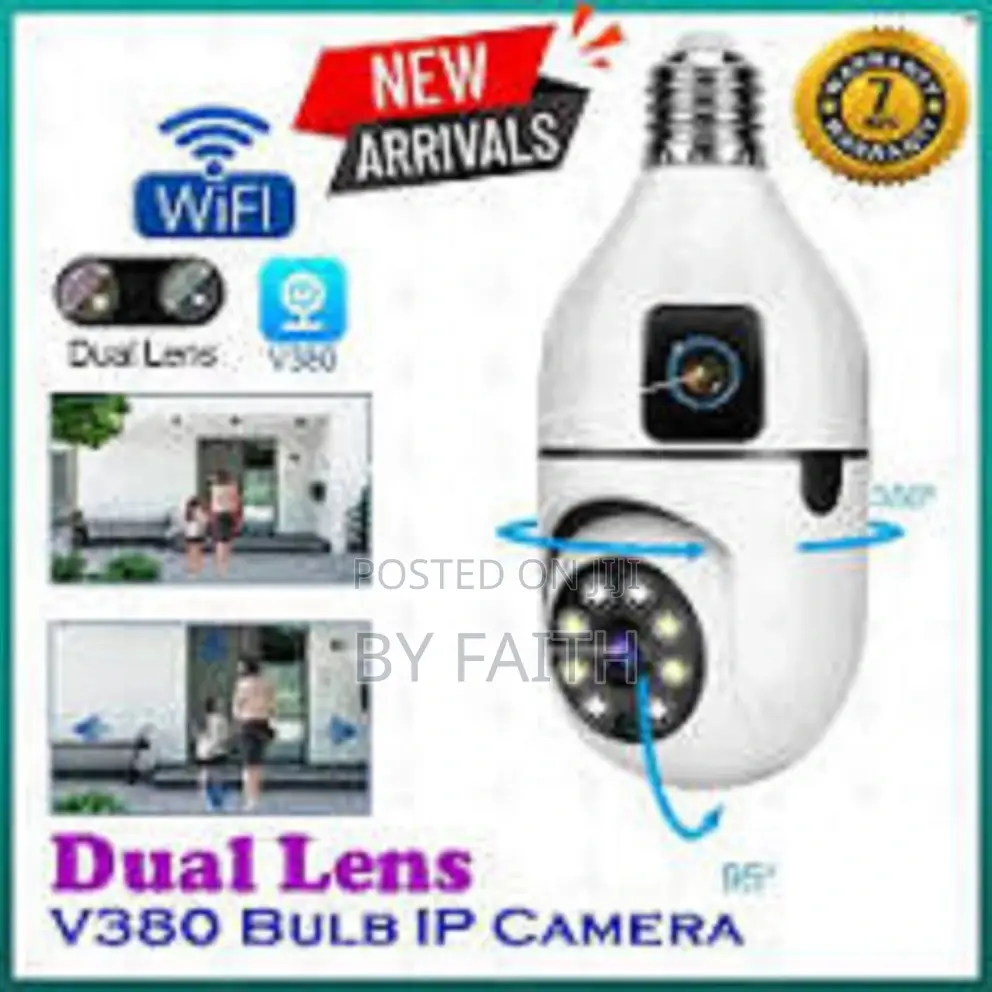 Dual Lens Bulb Camera V380 360 Bulb Camera PTZ