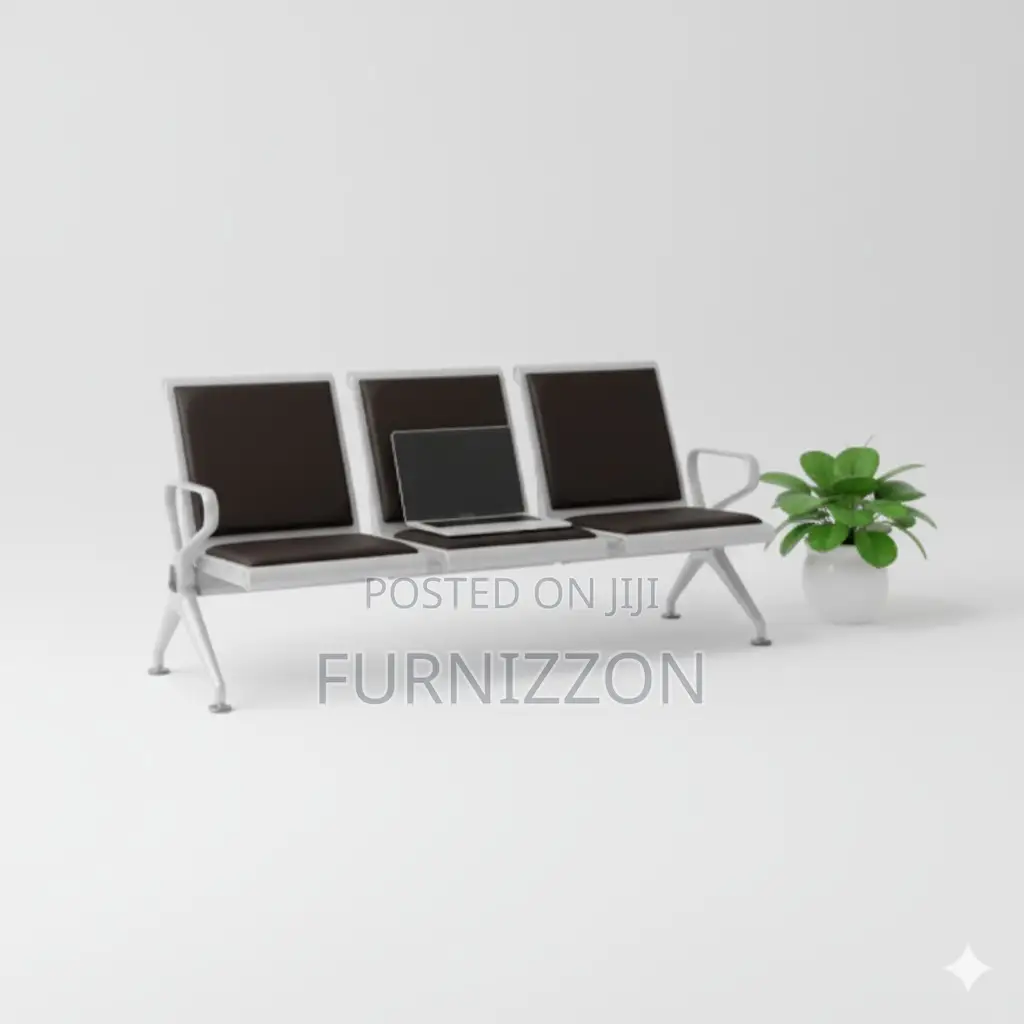Padded Three Seater Waiting Bench With Stainless Steel