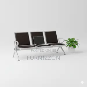 Padded Three Seater Waiting Bench With Stainless Steel