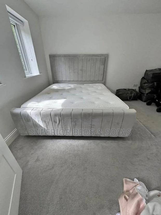 Soft Grey Panel Bed - main view