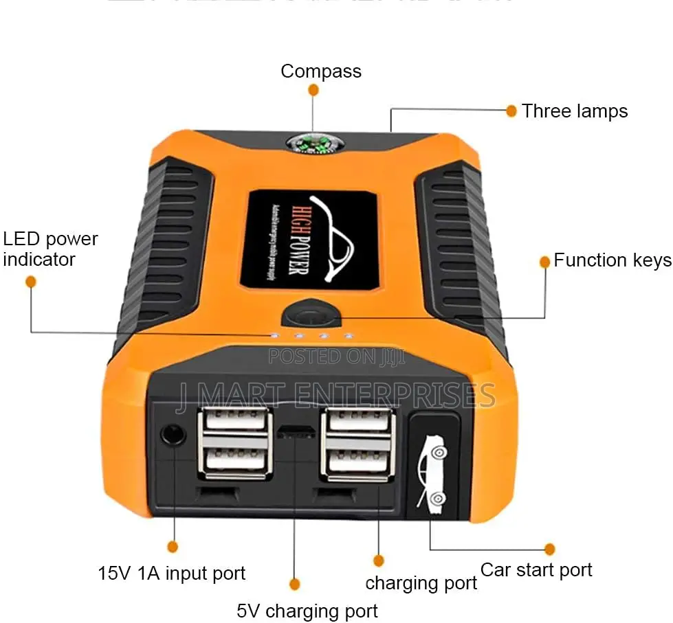 Car Jump Starter, Emergency Power Supply for Motor Vehicles