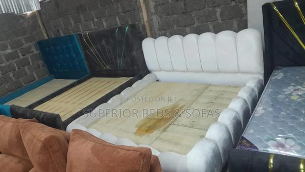 White 5 by 6 Upholstered Bed