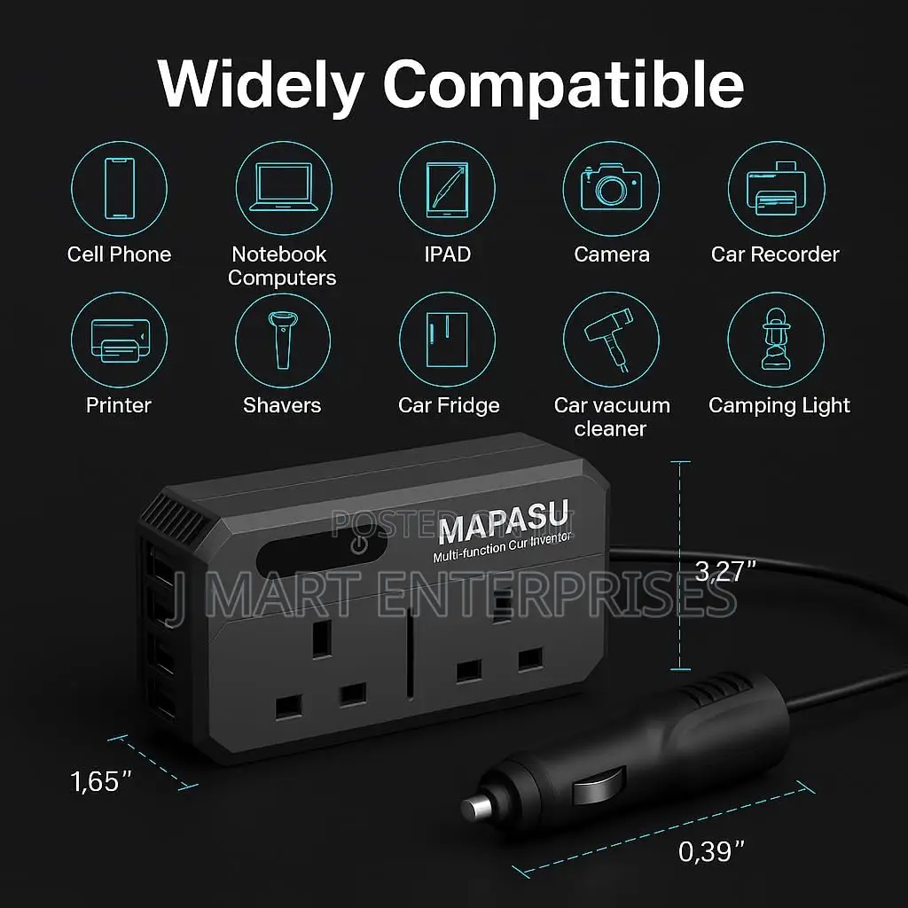 Fast Charging Car Plug Adapter for Laptops, iPads, Phones