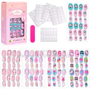 120/24pcs/Box Kids Cartoon Pattern Wearing Fake Nails