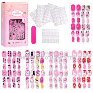 120/24pcs/Box Kids Cartoon Pattern Wearing Fake Nails