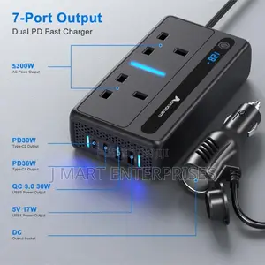 4 Usb Built-in 12v Dc in Plug – 7-Ports for Cars Vans Campervans