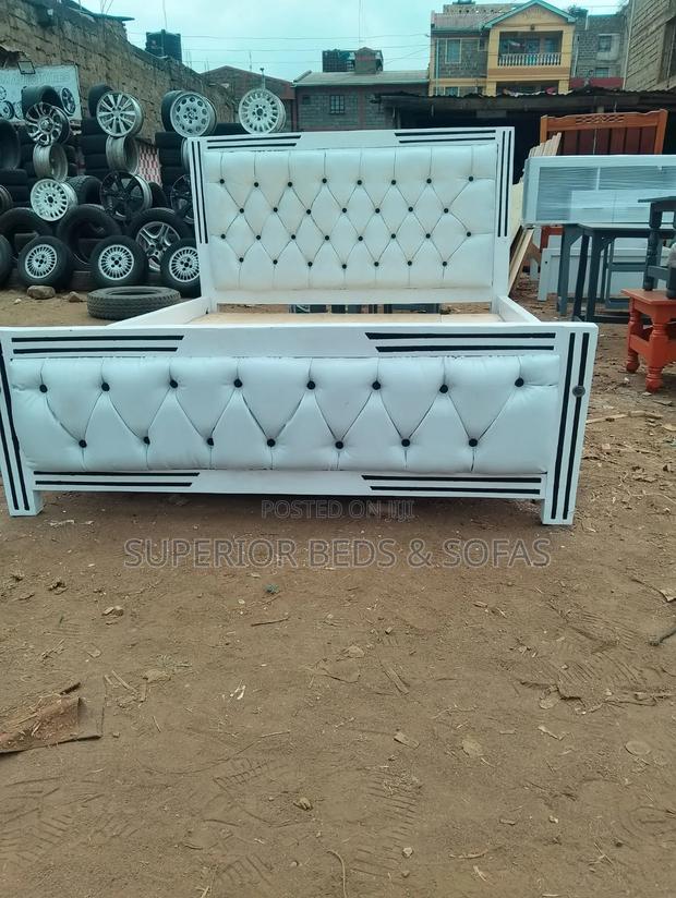 White Tufted Upholstered Bed 5 by 6 - main view