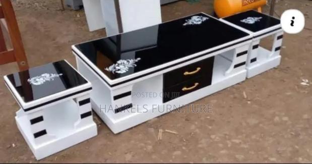 Space-Saving Coffee Table With Matching Stools - main view