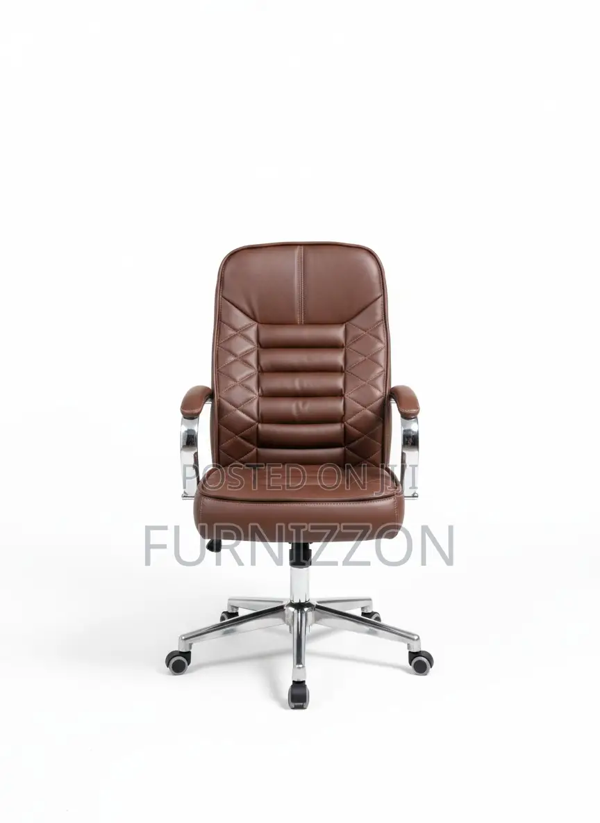 Compact Brown Leather Chair for Office Spaces