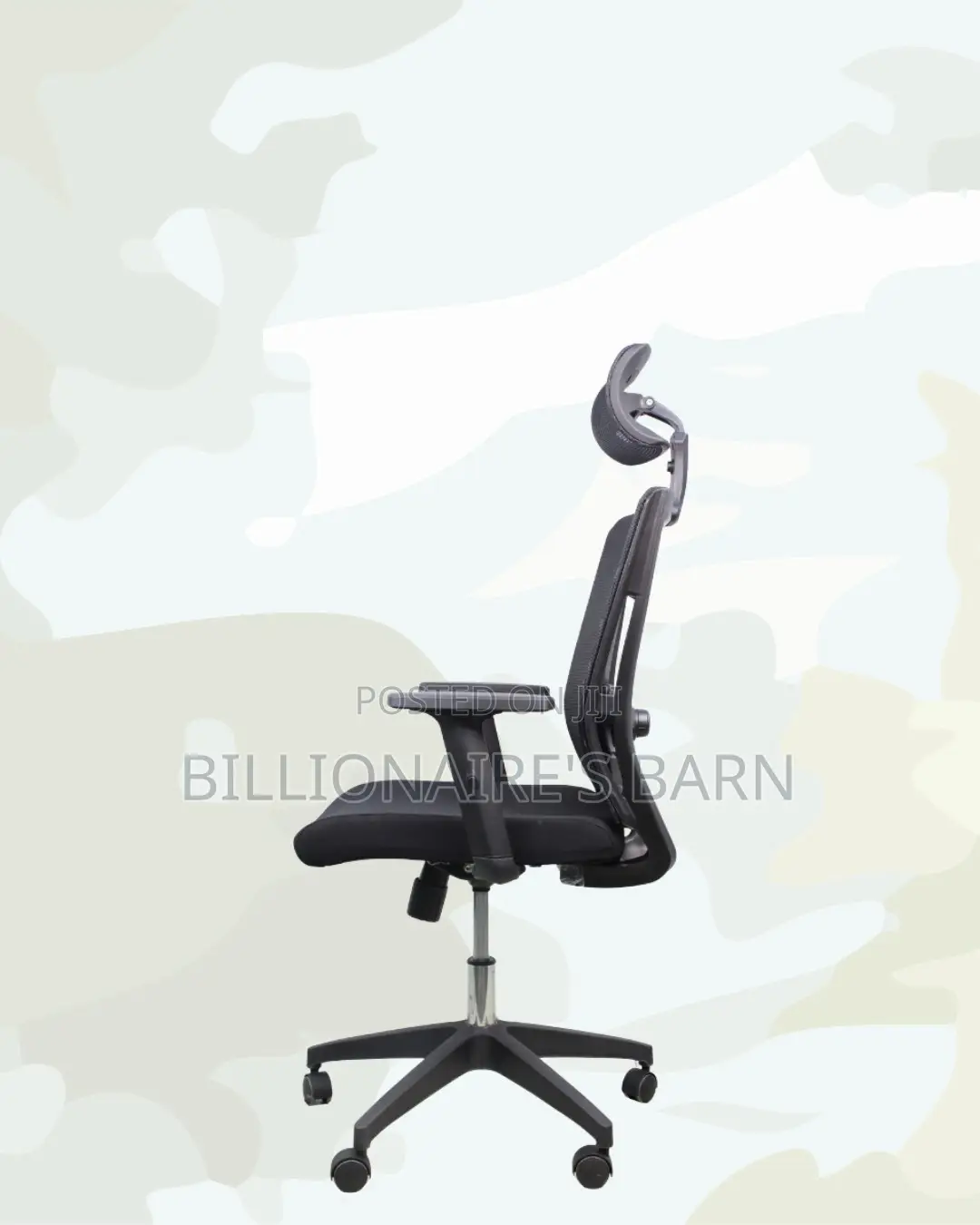 Black Office Chair With Adjustable Headrest — Neat Professional Look