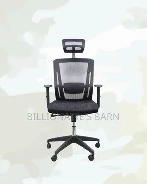 Black Office Chair With Adjustable Headrest — Neat Professional Look