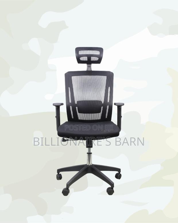 Black Office Chair With Adjustable Headrest — Neat Professional Look - thumbnail 2