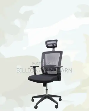 Black Office Chair With Adjustable Headrest — Neat Professional Look