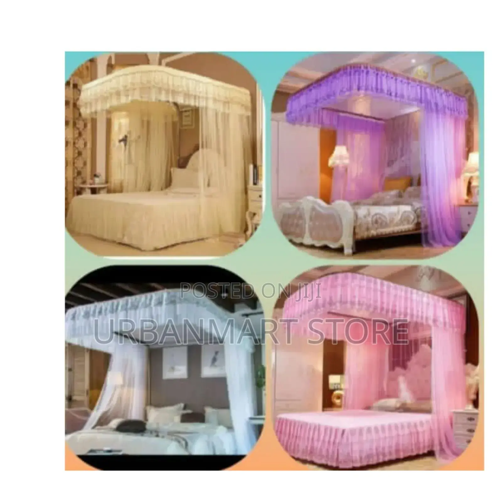 Pink Purple Cream 2 Stand Net Rail Mosquito Net 4x6 5x6 6x6