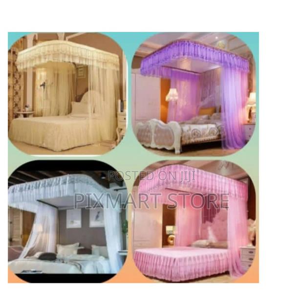 Elegant 2 Stand Rail Mosquito Net in Pink Purple Cream Sizes