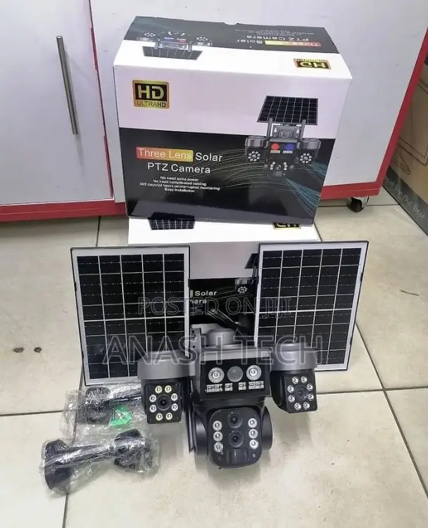 3lens Triple Lens 4g Simcard Solar PTZ Camera With Dual Panel