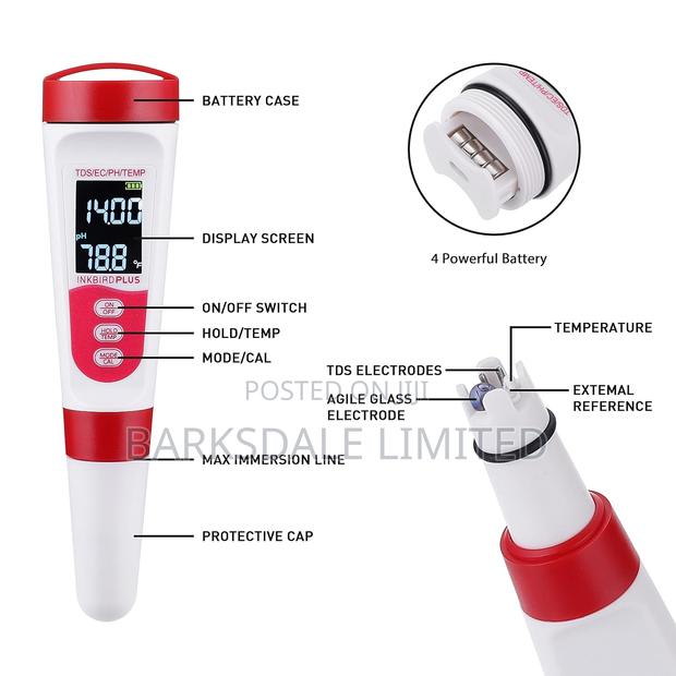 4 In 1 Digital Ph Meter Tds Ec Temperature Water Tester Wine Aquariums - thumbnail 11