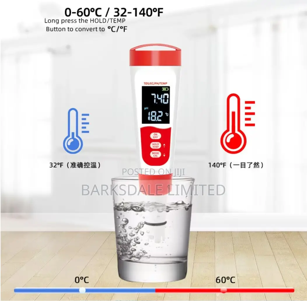 4 In 1 Digital Ph Meter Tds Ec Temperature Water Tester Wine Aquariums
