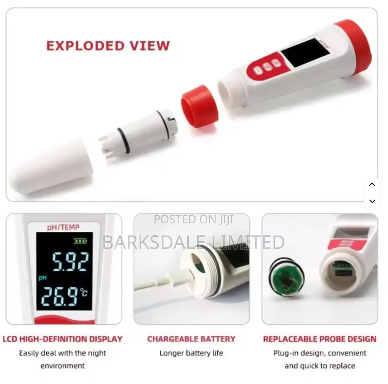 4 In 1 Digital Ph Meter Tds Ec Temperature Water Tester Wine Aquariums