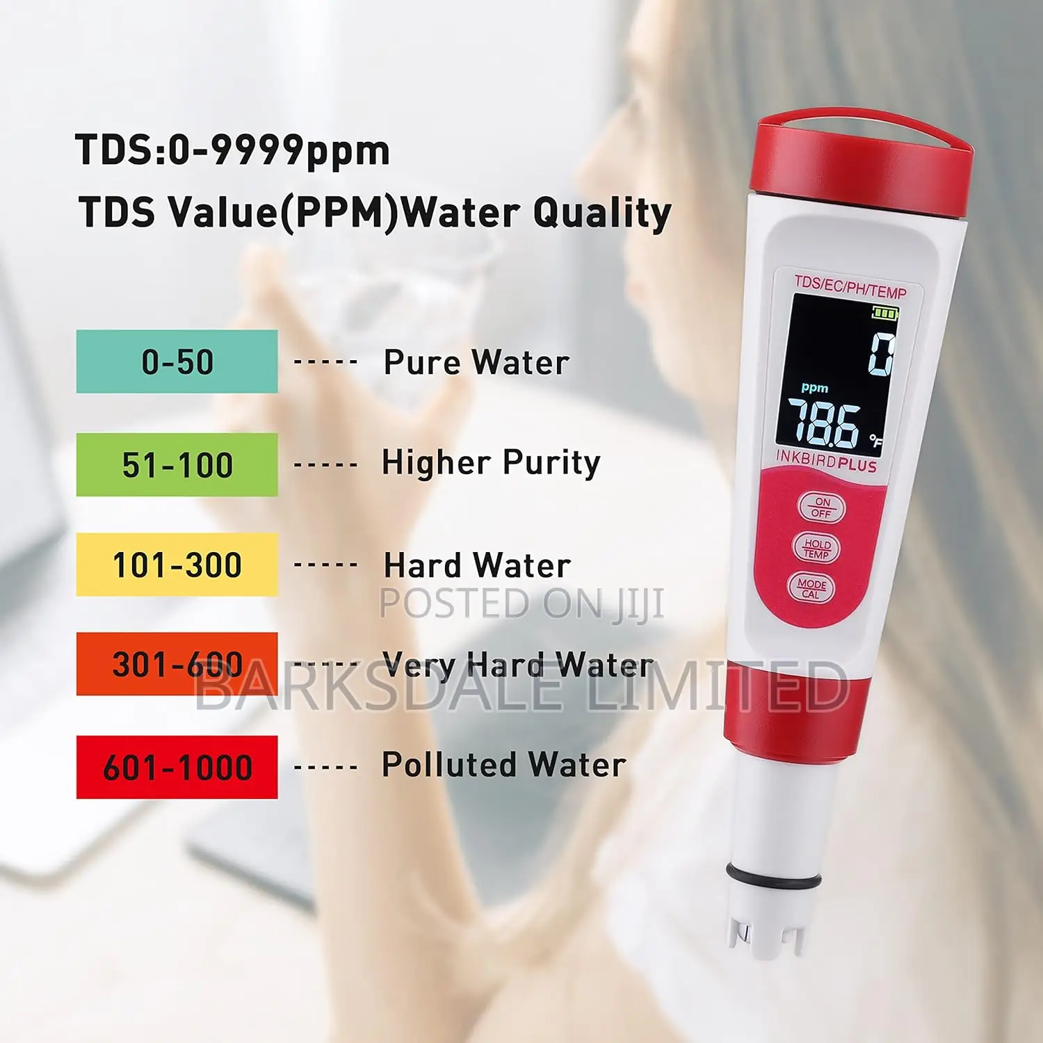 4 In 1 Digital Ph Meter Tds Ec Temperature Water Tester Wine Aquariums
