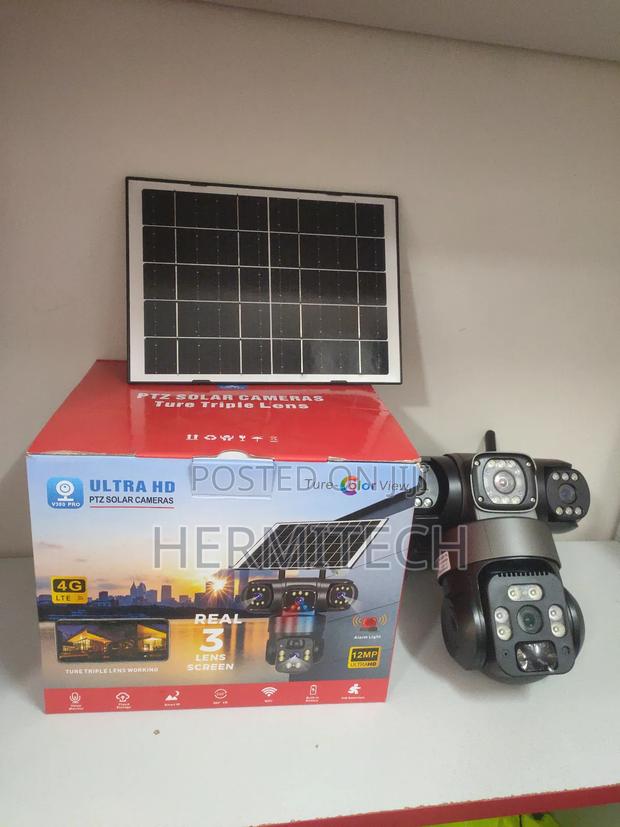 PTZ Triple Lens 4g Solar Powered CCTV Surveillance Cameras - main view