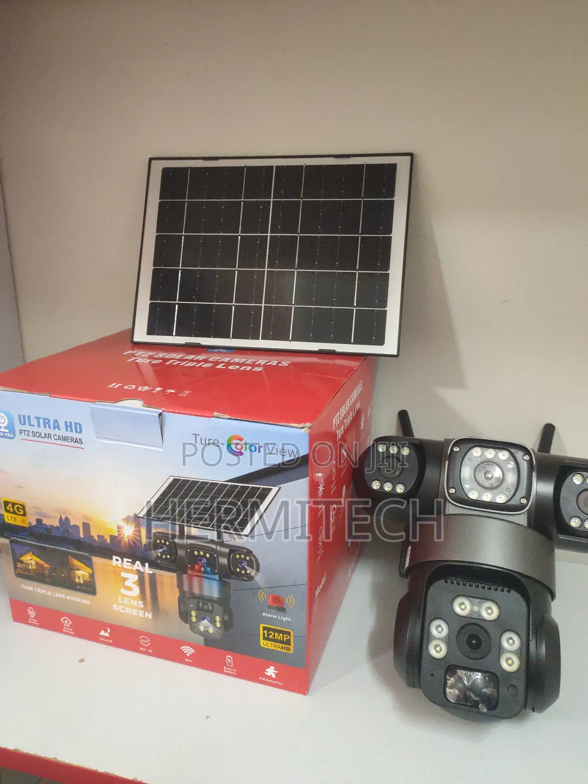 PTZ Triple Lens 4g Solar Powered CCTV Surveillance Cameras