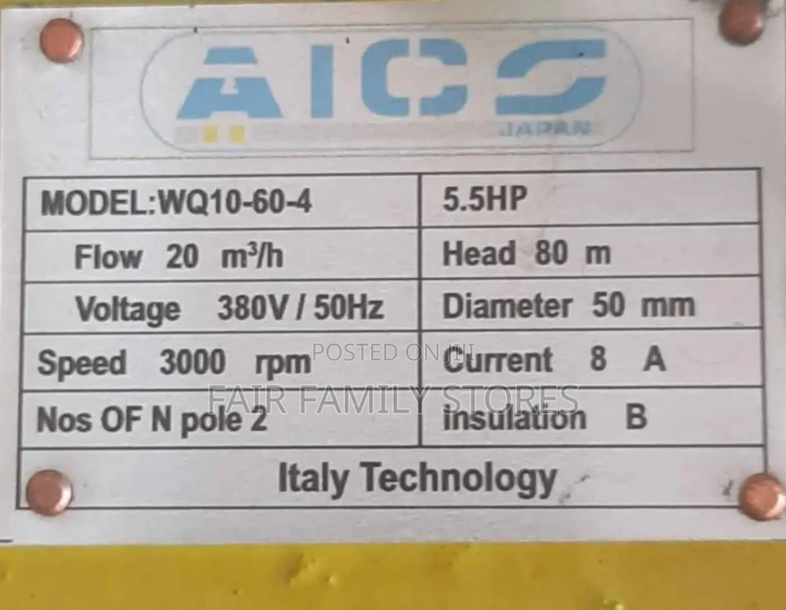 Wqd10-60-4kw Aico Japan Sewage Submersible Pump 5.5hp 80m