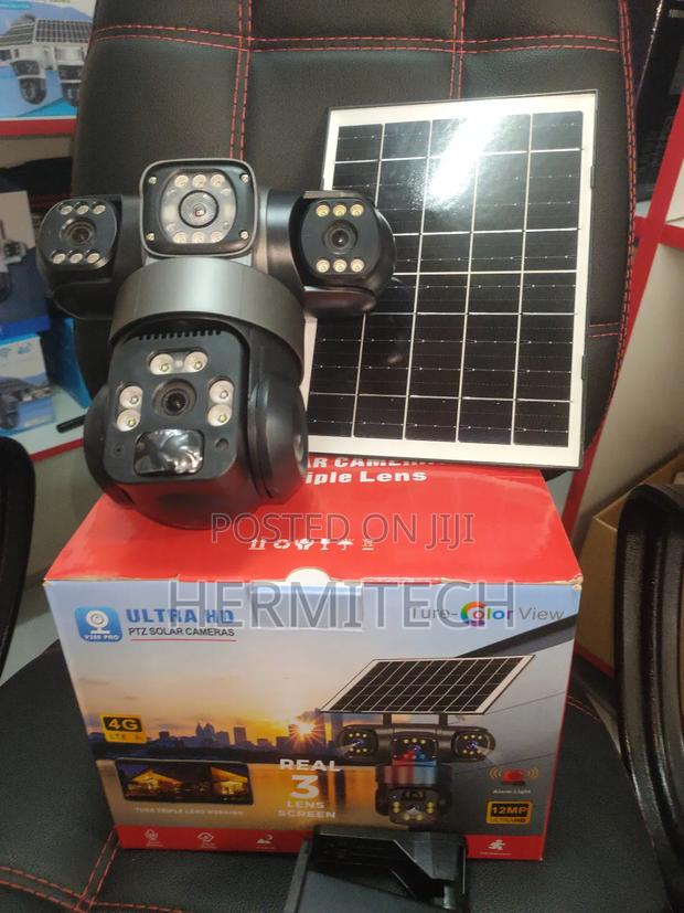 Triple Camera With Solar Panel Motion Track Night Vision - main view